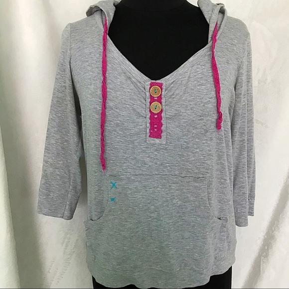 Delias Gray Crop Hoodie Sweatshirt Size XL - Picture 6 of 7